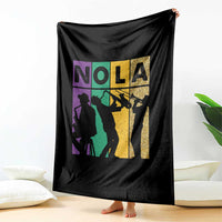 Mardi Gras NOLA New Orleans Carnival Jazz Music Glitter Print Throw Blanket