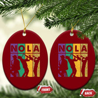 Mardi Gras NOLA New Orleans Carnival Jazz Music Glitter Print Ceramic Ornament