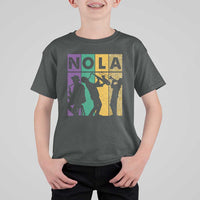 Mardi Gras NOLA New Orleans Carnival Jazz Music Glitter Print T Shirt For Kid