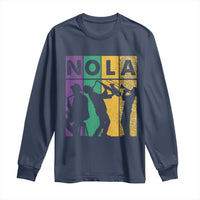 Mardi Gras NOLA New Orleans Carnival Jazz Music Glitter Print Long Sleeve Shirt