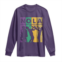 Mardi Gras NOLA New Orleans Carnival Jazz Music Glitter Print Long Sleeve Shirt
