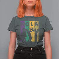 Mardi Gras NOLA New Orleans Carnival Jazz Music Glitter Print T Shirt For Women