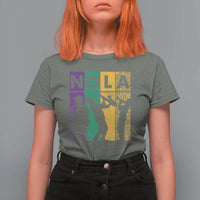Mardi Gras NOLA New Orleans Carnival Jazz Music Glitter Print T Shirt For Women
