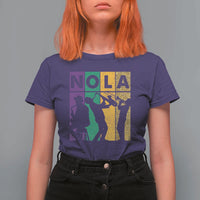 Mardi Gras NOLA New Orleans Carnival Jazz Music Glitter Print T Shirt For Women
