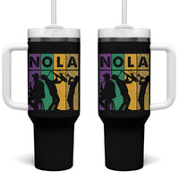 Mardi Gras NOLA New Orleans Carnival Jazz Music Glitter Print Tumbler With Handle