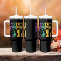 Mardi Gras NOLA New Orleans Carnival Jazz Music Glitter Print Tumbler With Handle