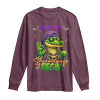 Let The Shenanigans Begin Mardi Gras 67 Meme Long Sleeve Shirt Funny Alligator Mardigator Six Seven