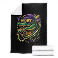 Mardigator Mardi Gras Alligator Carnival Beads Throw Blanket