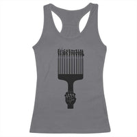 Afro Pick Comb Strong Black Power Fist Racerback Tank Top