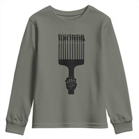 Afro Pick Comb Strong Black Power Fist Youth Sweatshirt