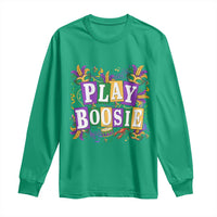 Funny Play Boosie Mardi Gras Long Sleeve Shirt Fat Tuesday Carnival Fleur De Lis Music