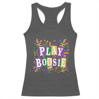 Funny Play Boosie Mardi Gras Racerback Tank Top Fat Tuesday Carnival Fleur De Lis Music