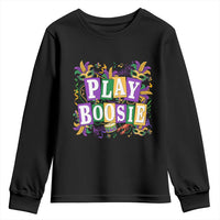 Funny Play Boosie Mardi Gras Youth Sweatshirt Fat Tuesday Carnival Fleur De Lis Music
