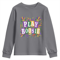 Funny Play Boosie Mardi Gras Youth Sweatshirt Fat Tuesday Carnival Fleur De Lis Music