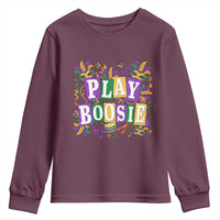 Funny Play Boosie Mardi Gras Youth Sweatshirt Fat Tuesday Carnival Fleur De Lis Music