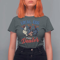 Funny Local Egg Dealer T Shirt For Women Egg Farmer American Flag Chicken Easter