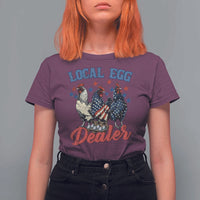 Funny Local Egg Dealer T Shirt For Women Egg Farmer American Flag Chicken Easter