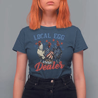 Funny Local Egg Dealer T Shirt For Women Egg Farmer American Flag Chicken Easter
