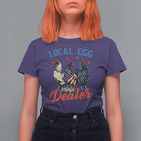 Funny Local Egg Dealer T Shirt For Women Egg Farmer American Flag Chicken Easter