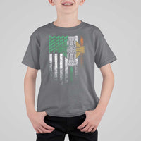Irish Pride T Shirt For Kid American Flag Celtic Cross Shamrock St Patrick's Day
