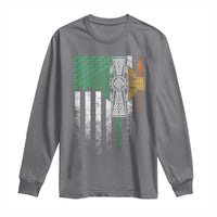 Irish Pride Long Sleeve Shirt American Flag Celtic Cross Shamrock St Patrick's Day