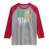 Irish Pride Raglan Shirt American Flag Celtic Cross Shamrock St Patrick's Day