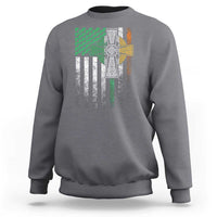 Irish Pride Sweatshirt American Flag Celtic Cross Shamrock St Patrick's Day