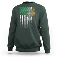 Irish Pride Sweatshirt American Flag Celtic Cross Shamrock St Patrick's Day
