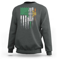 Irish Pride Sweatshirt American Flag Celtic Cross Shamrock St Patrick's Day
