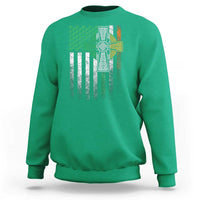 Irish Pride Sweatshirt American Flag Celtic Cross Shamrock St Patrick's Day