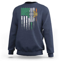 Irish Pride Sweatshirt American Flag Celtic Cross Shamrock St Patrick's Day