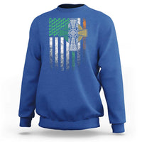 Irish Pride Sweatshirt American Flag Celtic Cross Shamrock St Patrick's Day