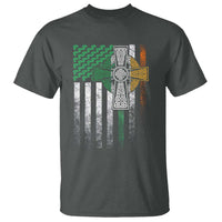 Irish Pride T Shirt American Flag Celtic Cross Shamrock St Patrick's Day