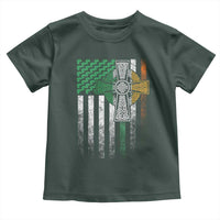 Irish Pride Toddler T Shirt American Flag Celtic Cross Shamrock St Patrick's Day