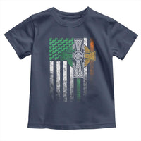 Irish Pride Toddler T Shirt American Flag Celtic Cross Shamrock St Patrick's Day