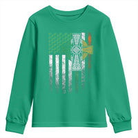 Irish Pride Youth Sweatshirt American Flag Celtic Cross Shamrock St Patrick's Day