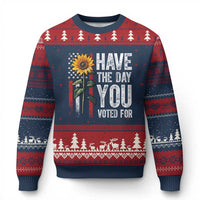 Have The Day You Voted For Ugly Christmas Sweater Vintage American Flag Sunflower - Wonder Print Shop