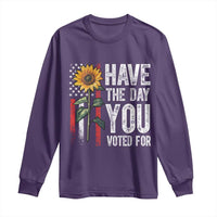 Have The Day You Voted For Long Sleeve Shirt Vintage American Flag Sunflower