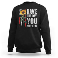 Have The Day You Voted For Sweatshirt Vintage American Flag Sunflower