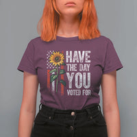 Have The Day You Voted For T Shirt For Women Vintage American Flag Sunflower