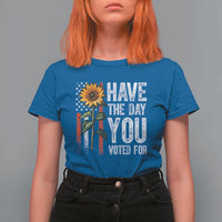 Have The Day You Voted For T Shirt For Women Vintage American Flag Sunflower