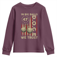 DOGE In Big Balls We Trust 2025 Youth Sweatshirt Vintage Betsy Ross Flag