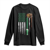 Funny St Patrick's Day Irish Beer Drinking Long Sleeve Shirt Vintage Irish American Flag