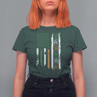 Funny Irish American Vintage Shamrock Flag T Shirt For Women