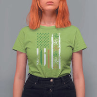 Funny Irish American Vintage Shamrock Flag T Shirt For Women
