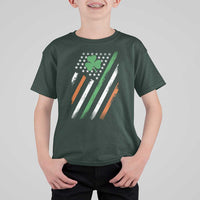 Funny Irish American Flag Shamrock T Shirt For Kid