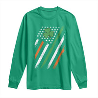Funny Irish American Flag Shamrock Long Sleeve Shirt