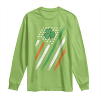 Funny Irish American Flag Shamrock Long Sleeve Shirt