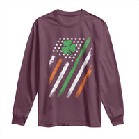 Funny Irish American Flag Shamrock Long Sleeve Shirt