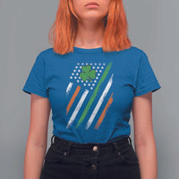Funny Irish American Flag Shamrock T Shirt For Women